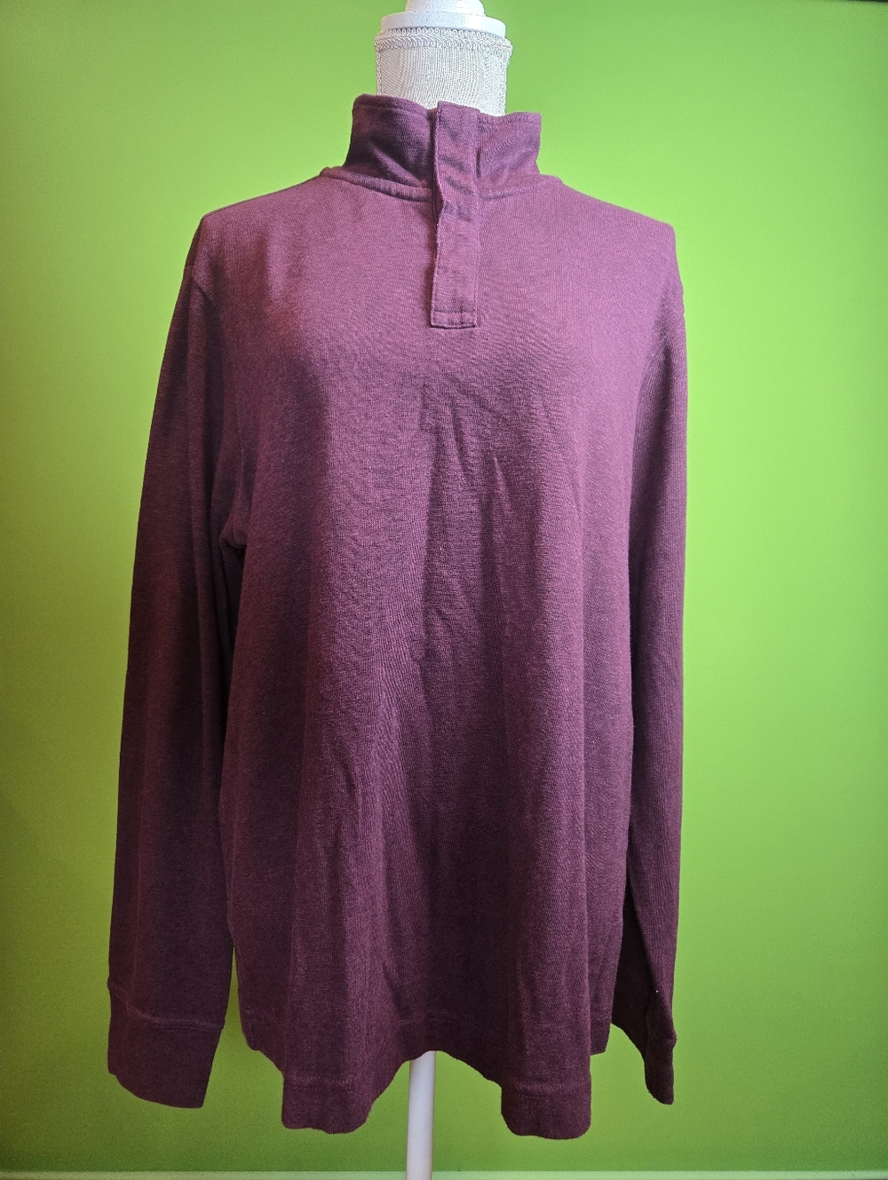 Banana Republic 1/4 Button Up Pullover Wine Color Cotton Blend Size LARGE